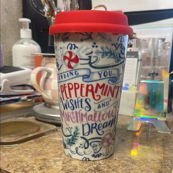 Anthropologie Peppermint & Marshmallow Travel Mug - Picture 4 of 11